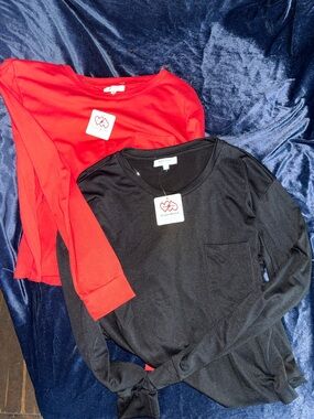 Heart & Hips Red & Black Crewneck Crop Tee